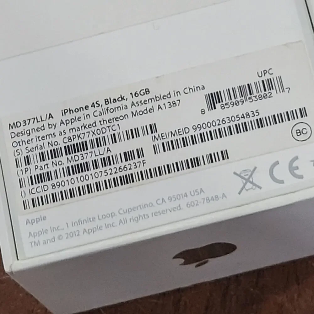 Box only Apple iPhone 4s Black 16GB A1387 Empty box only